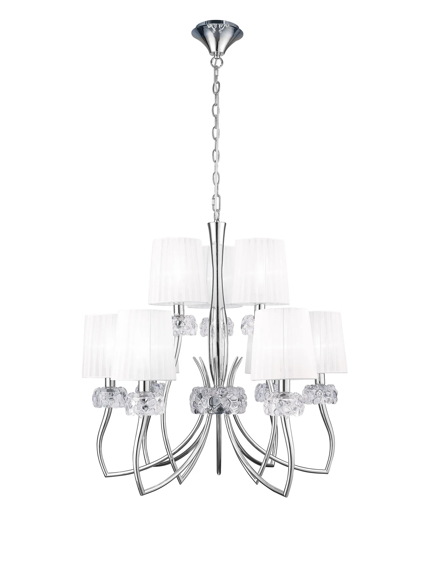 Loewe Polished Chrome-White Ceiling Lights Mantra Multi Arm Fittings Loewe Polished Chrome-White Ceiling Lights Mantra Multi Arm Fittings